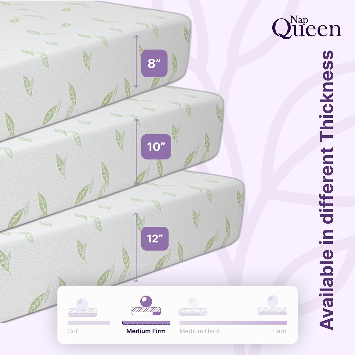 NapQueen King Size, 12 Inch Anula Green Tea Infused Memory Foam Mattress, Bed in a Box, CertiPUR-US Certified Mattress
