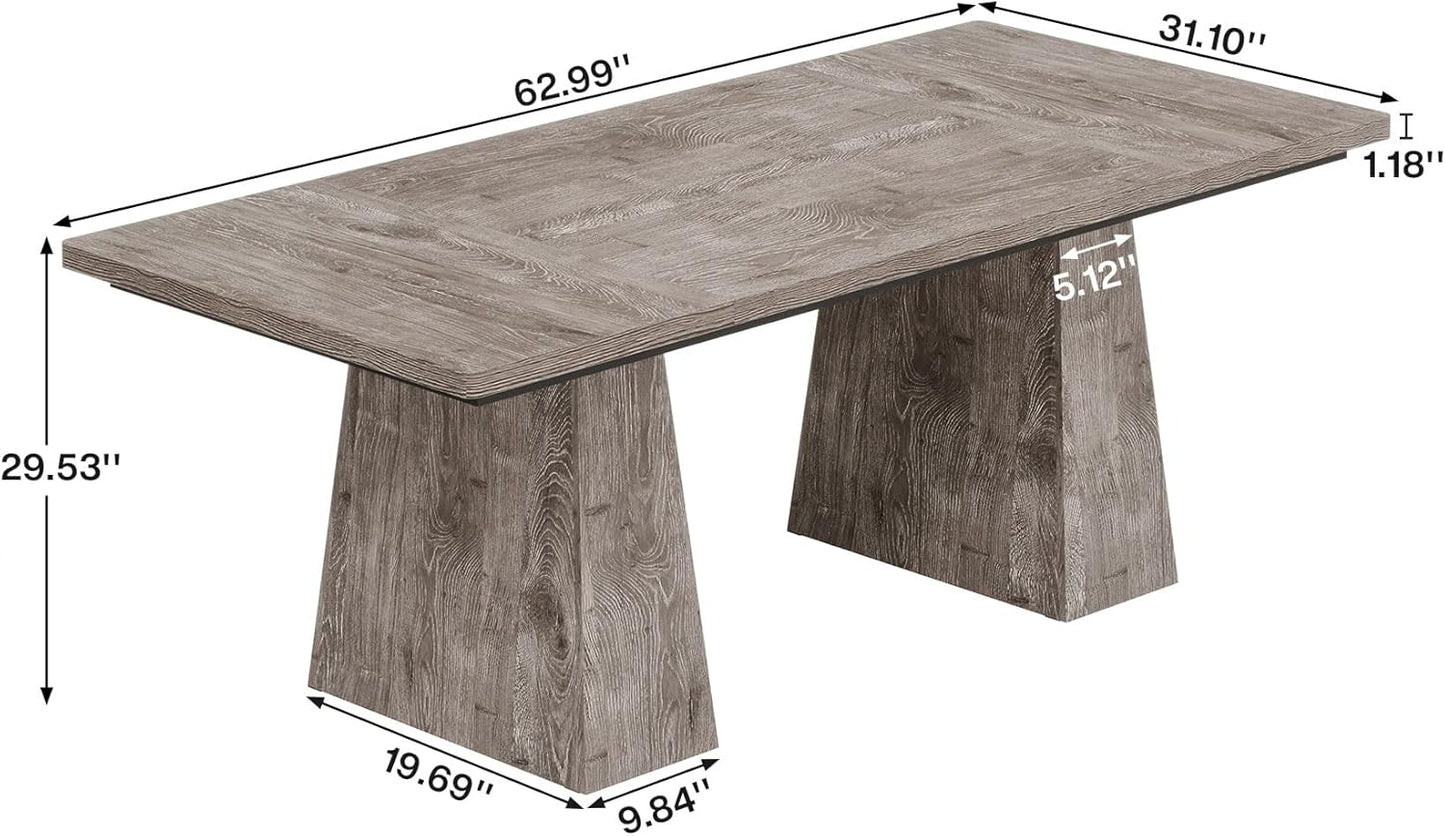 Tribesigns 63-Inch Executive Desk, Large Office Computer Desk with Double Pedestal, Modern Simple Workstations Writing Table Conference Table Business Furniture for Home Office, Grey