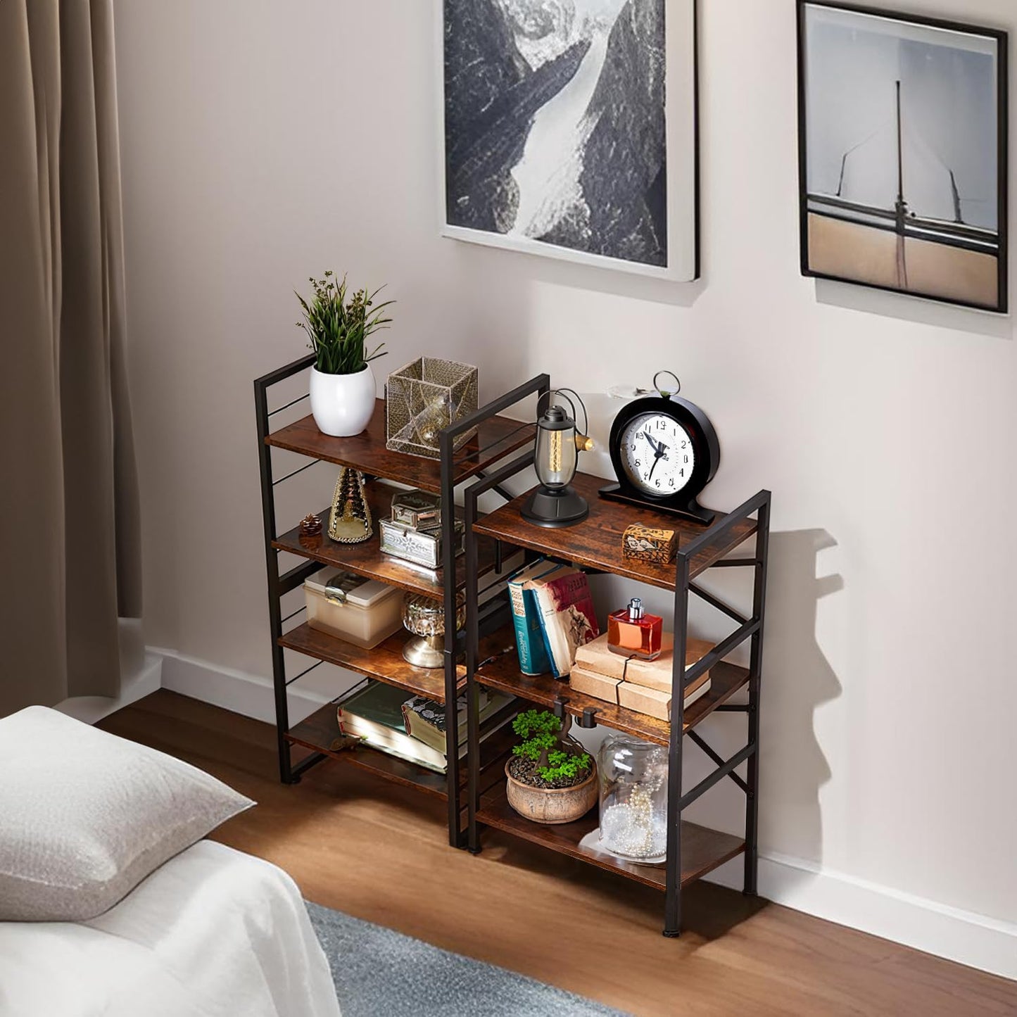 3-Tier Small Bookshelf Vintage Industrial Bookcase for Office and Home,Sturdy Metal Frame with MDF Panels,Easy Assembly,27.56" H x16.54 W x11 D