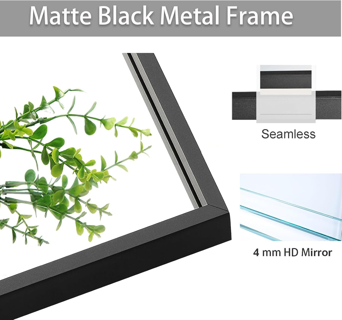 Black Bathroom Mirror 30x40, Rectangle Wall Mirror 30 x 40 inch, Metal Frame Mirror 40x30, Large Vanity Mirror 30 by 40, Modern Wall Mounted Mirrors, Hung in Horizontal or Vertical