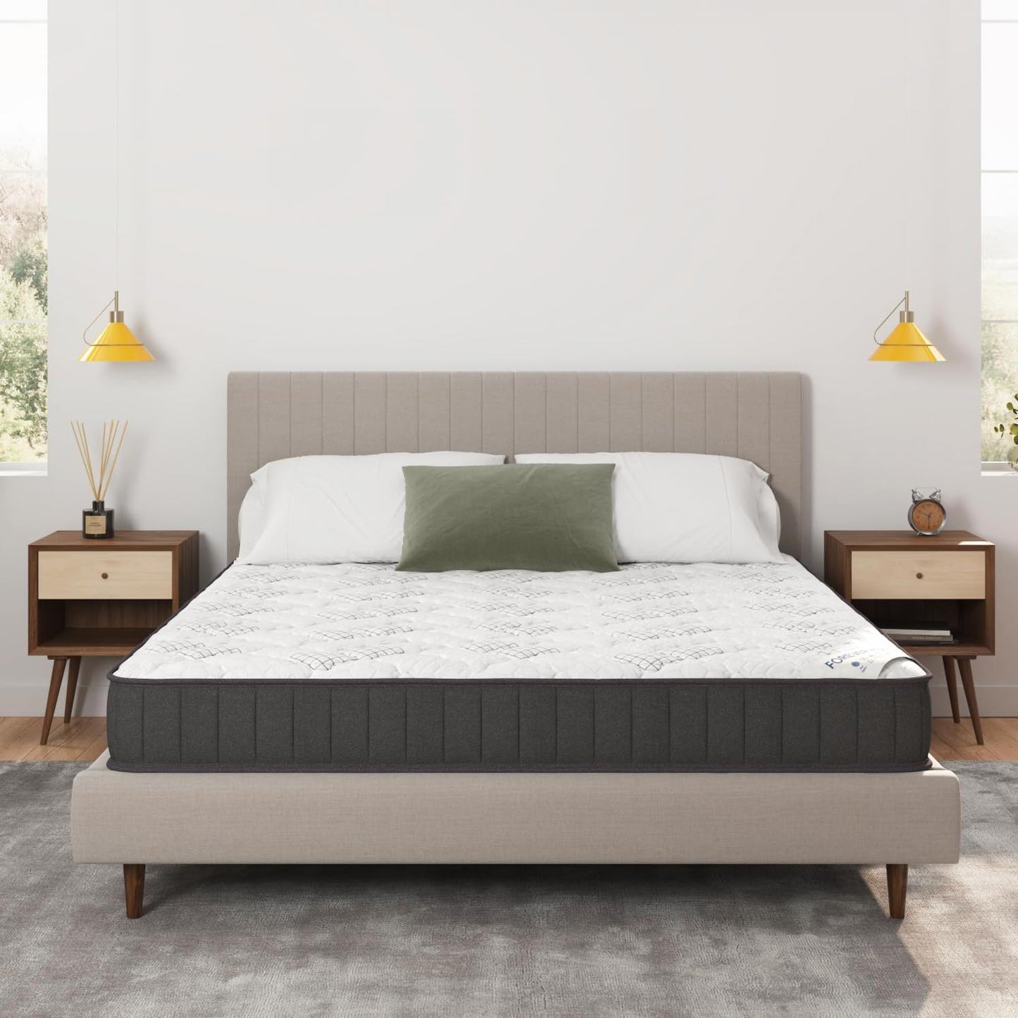 Ottomanson Full 9" Hybrid Mattress - Rock Hard Feel - Made in USA - Individually Pocketed Coils & CertiPUR-US Foam - Fiberglass-Free - Bed in a Box