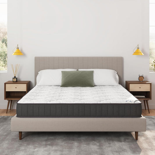 Ottomanson Queen 9" Hybrid Mattress - Rock Hard Feel - Made in USA - Individually Pocketed Coils & CertiPUR-US Foam - Fiberglass-Free - Bed in a Box