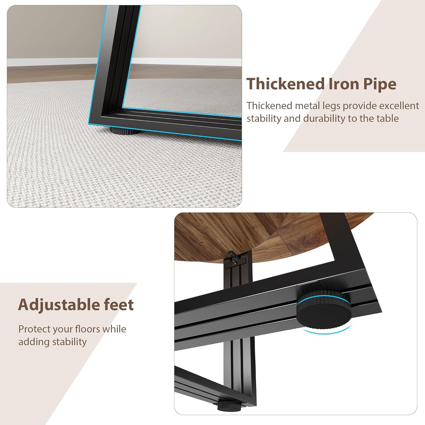 GarveeHome Round Dining Table for 4-6, 47.2" Farmhouse Kitchen Table with Storage, Circle Dinner Tables for Kitchen, Dining Room, Living Room, Meeting Room, Apartment, Retro