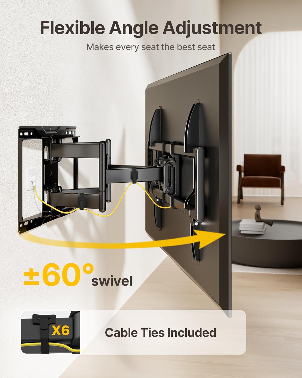 monTEK Heavy Duty TV Wall Mount for 37-90 inch TV up to 165lbs, 4X Load Tested, Full Motion with Dual Articulating Arms, Tool-Free Tilt, Swivel & Extend, VESA 200x100 to 600x400, Fits 12“/16" Studs