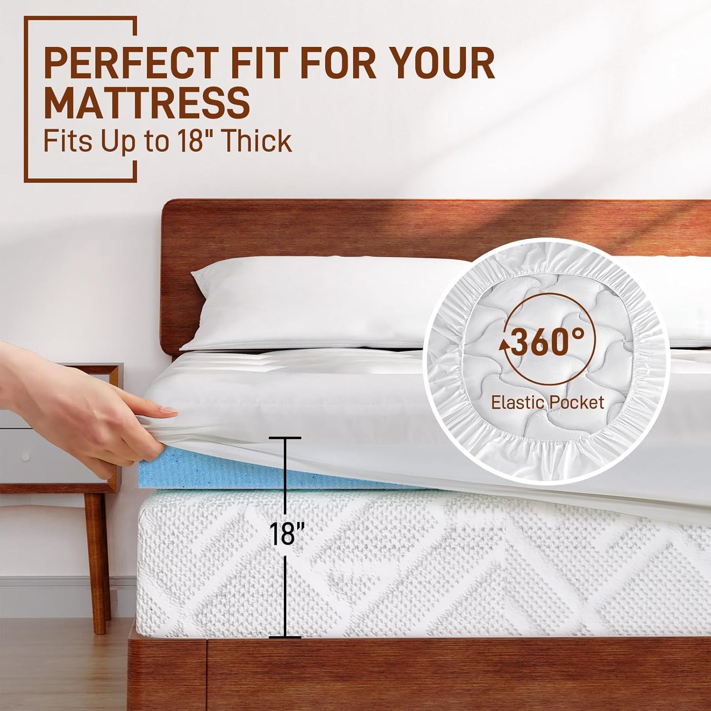 4 Inch Pillow Top Memory Foam Mattress Topper Queen, Dual Layer 2 Inch Gel Memory Foam Plus 2 Inch Pillow Top Cover, White