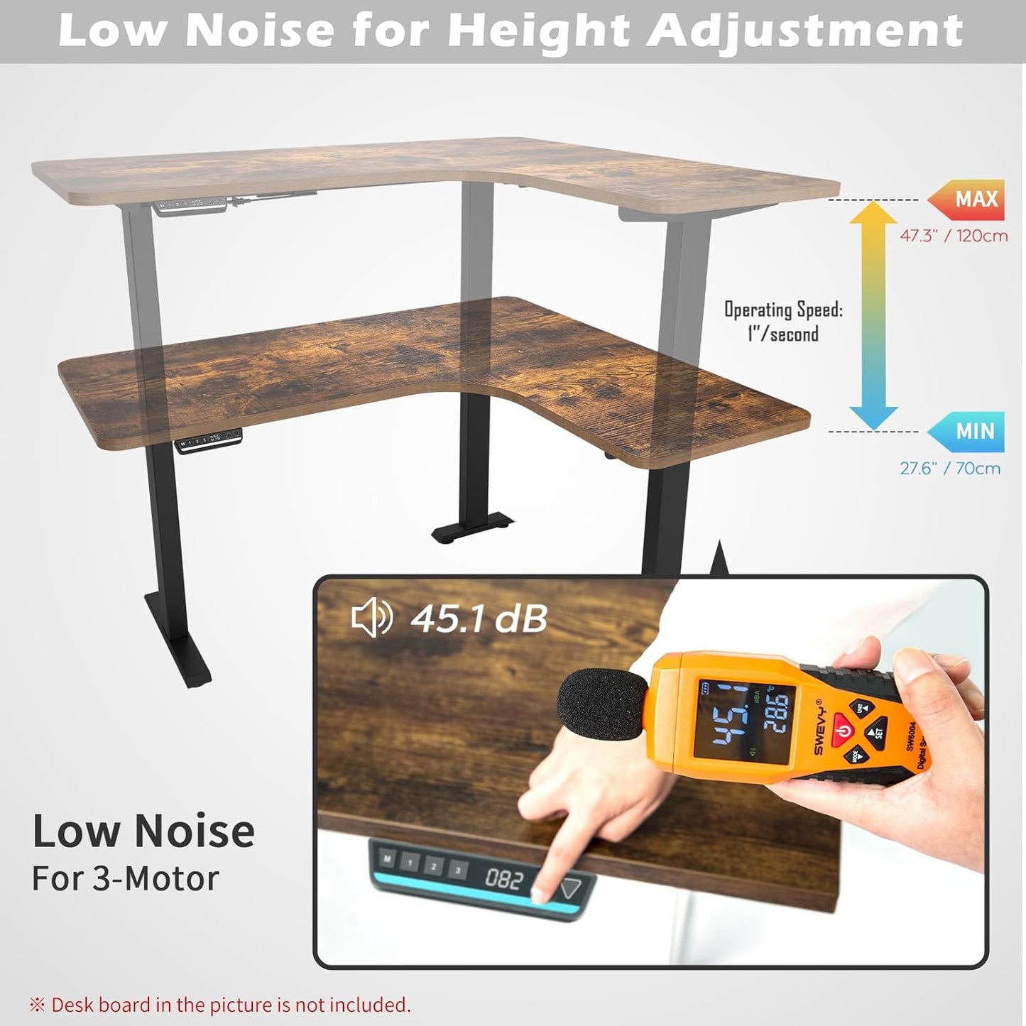 TOPSKY Electric Adjustable Standing and Sitting Computer Desk with 3 Legs for Home and Office 270lb Weight Capacity (Black, Triple)