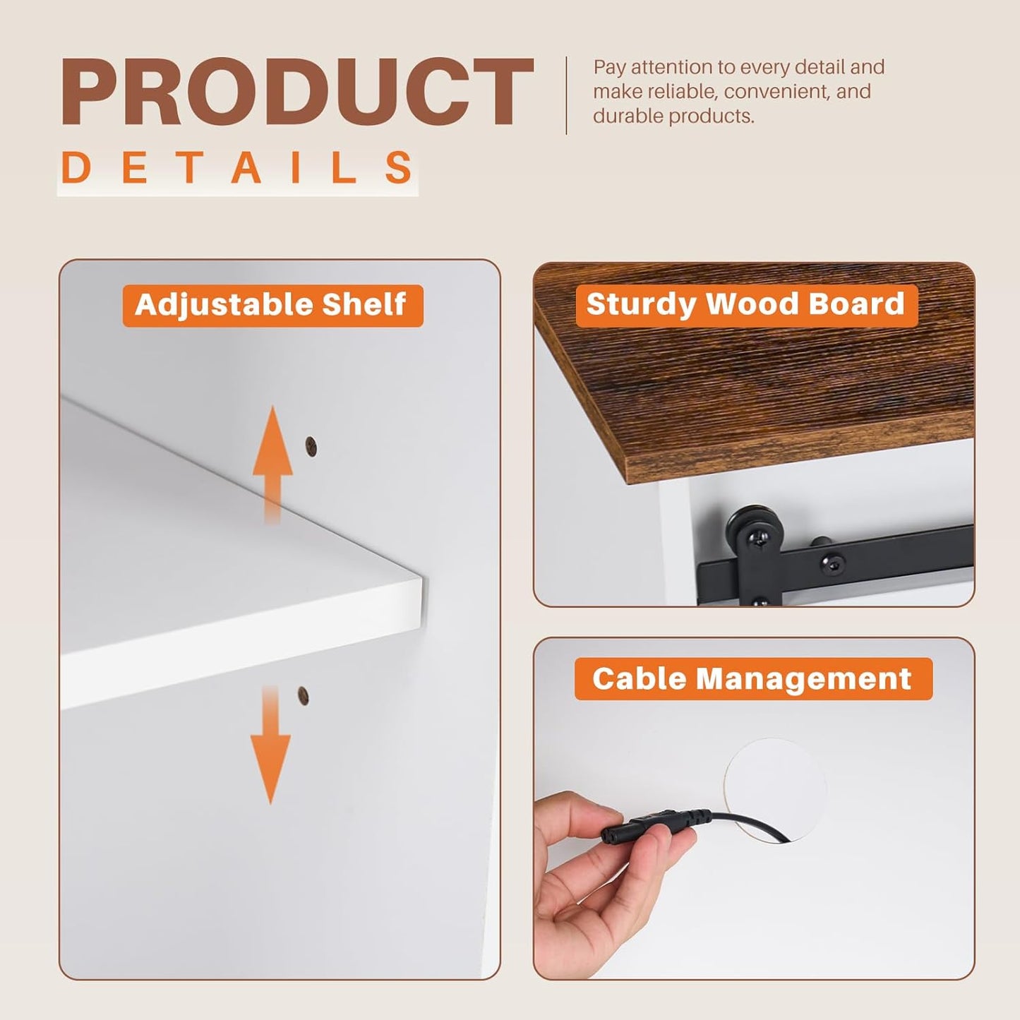 Sweetcrispy TV Stand for Televisions up to 65 Inch Farmhouse Entertainment Center with Storage Cabinets Sliding Barn Doors Modern Living Room Furniture Media Console Table for Bedroom, White