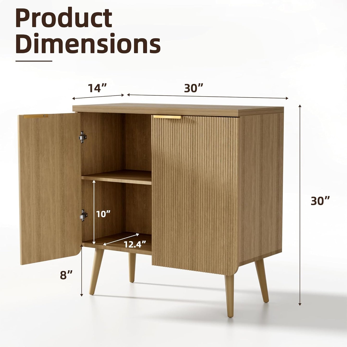 Sideboard Buffet Cabinet with Storage, 2 Doors Wood Entryway Cabinet, Modern Accent Cabinet with Solid Wood Feet & Adjustable Shelves, Multifunctional Console Table for Living Room, Kitchen, Hallway