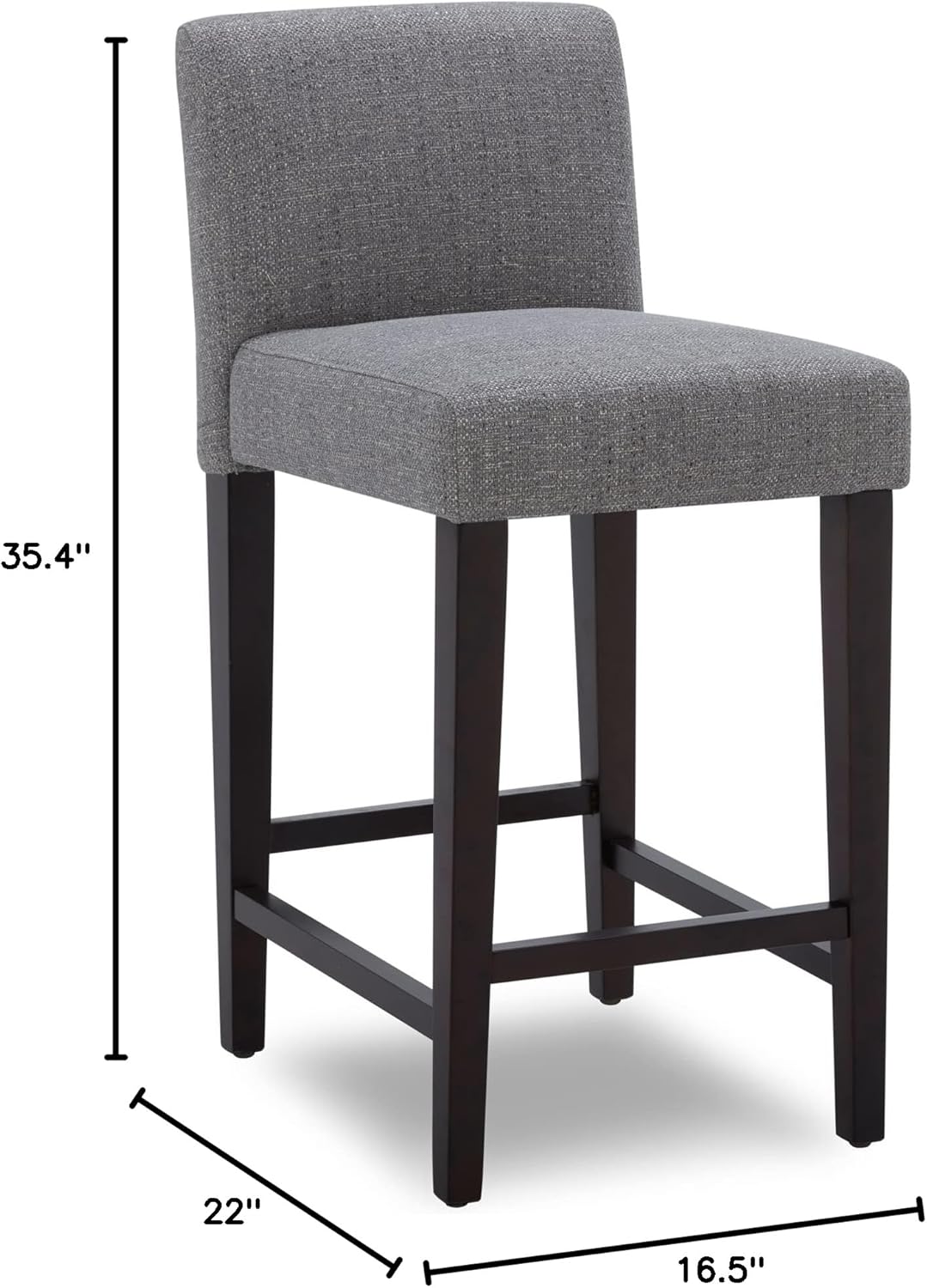 CHITA Counter Height Bar Stools Set of 2, 25" H Seat Height Upholstered Barstools, Fabric in Fog Grey