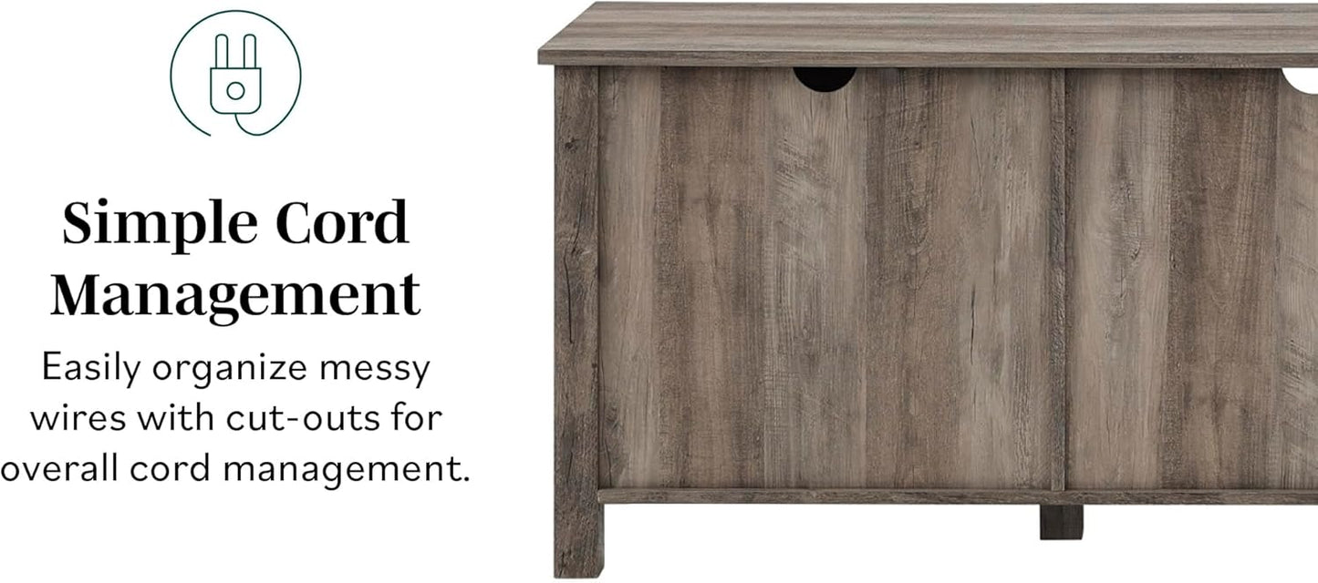 Walker Edison Portsmouth Classic 2 Glass Door TV Stand for TVs up to 80 Inches, 70 Inch, Grey Wash