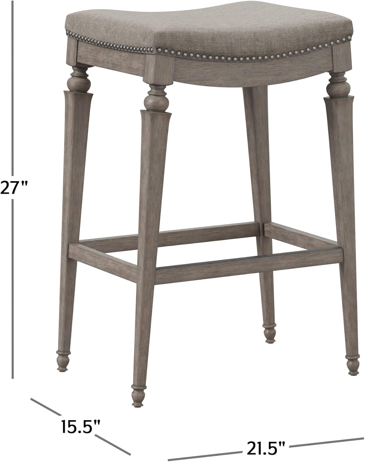 Hillsdale Furniture Vetrina Backless Non-Swivel Counter Stool, Weathered Grey