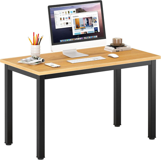 DlandHome 39 inches Small Computer Desk for Home Office Activity Table Writing Table for Small Spaces Study Table Student Laptop Desk Teak and Black DND-AC3BB-100