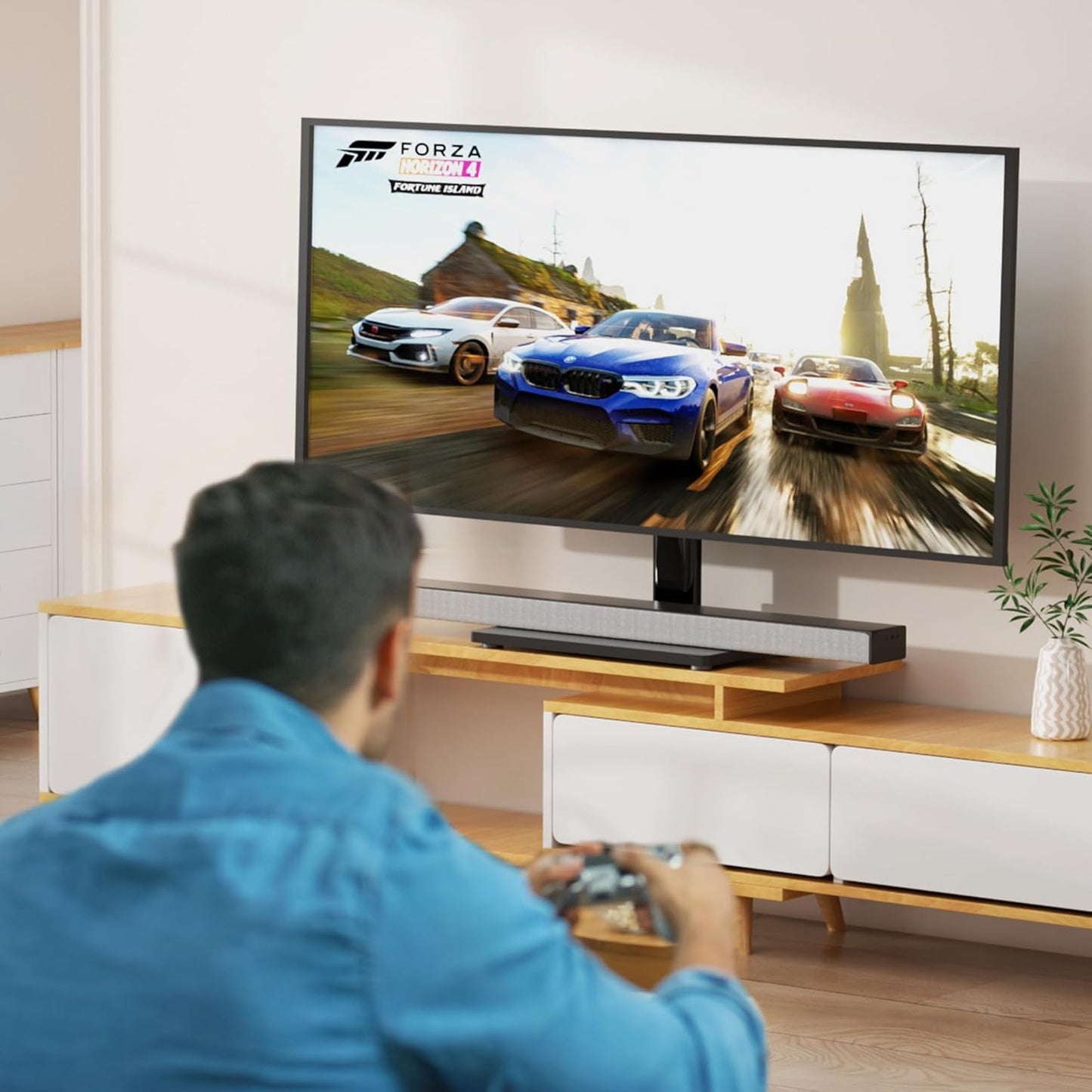 Universal Swivel TV Stand Base Table Top TV Stand for 23-60 Inch TVs 70 Degree Swivel, 6 Height Adjustable Monitor Mount Stand, Max VESA 400x400mm,Holds up to 88lbs TS206