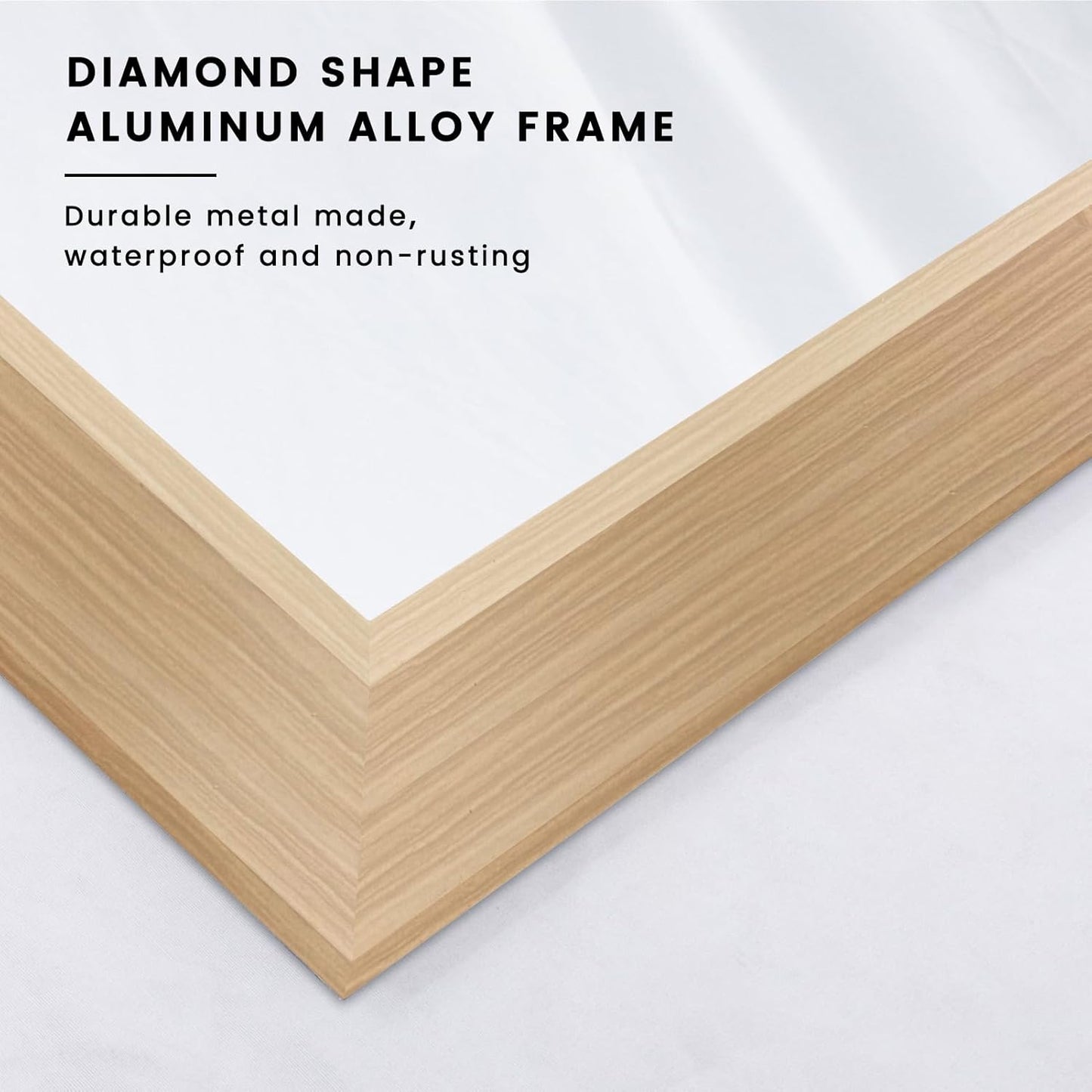 Amorho 50 X30 Inch Bathroom Mirror for Wall, Oak Wood Grain Metal Framed Mirror, Anti-Rust, Hang Horizontally/Vertically, Suitable for Bedroom, Farmhouse, Bathroom, Decorative