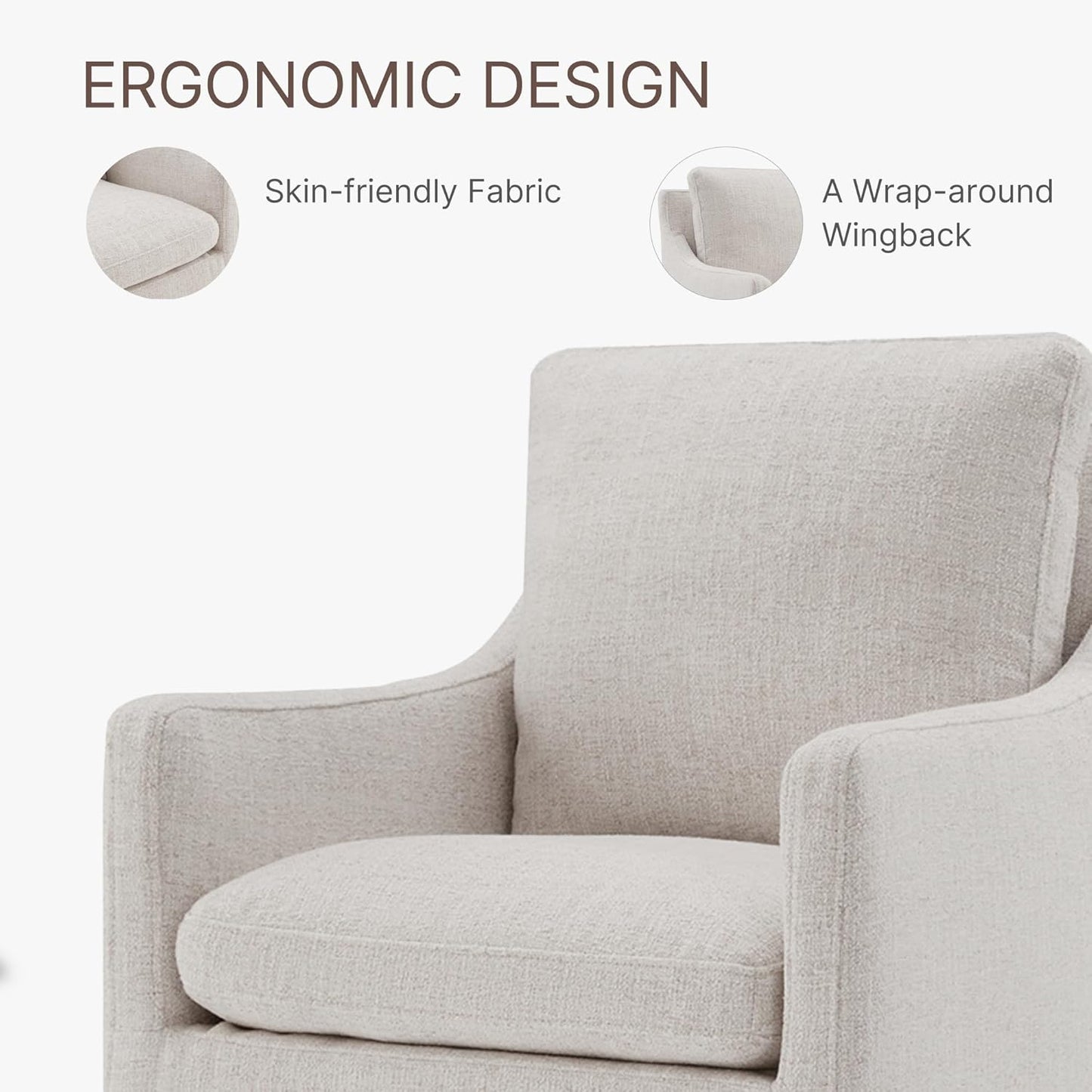 Upholstered Dining Chairs with Casters No Assembly Modern Accent Armchair with Rollers for Diningroom Bedroom Livingroom Reading Room,Linen,2 Boxs