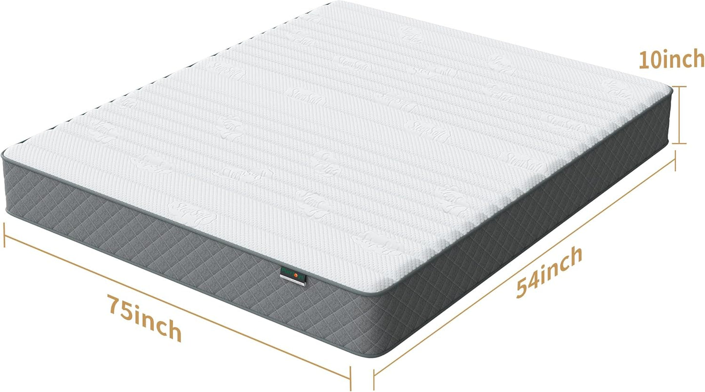 Mattress Double Mattress, 10 Inch Hybrid Memory Foam Firm Full Size Mattres with Hybrid Full Bed Matress in a Box Pressure Relief & Supportive Full Size Mattresses