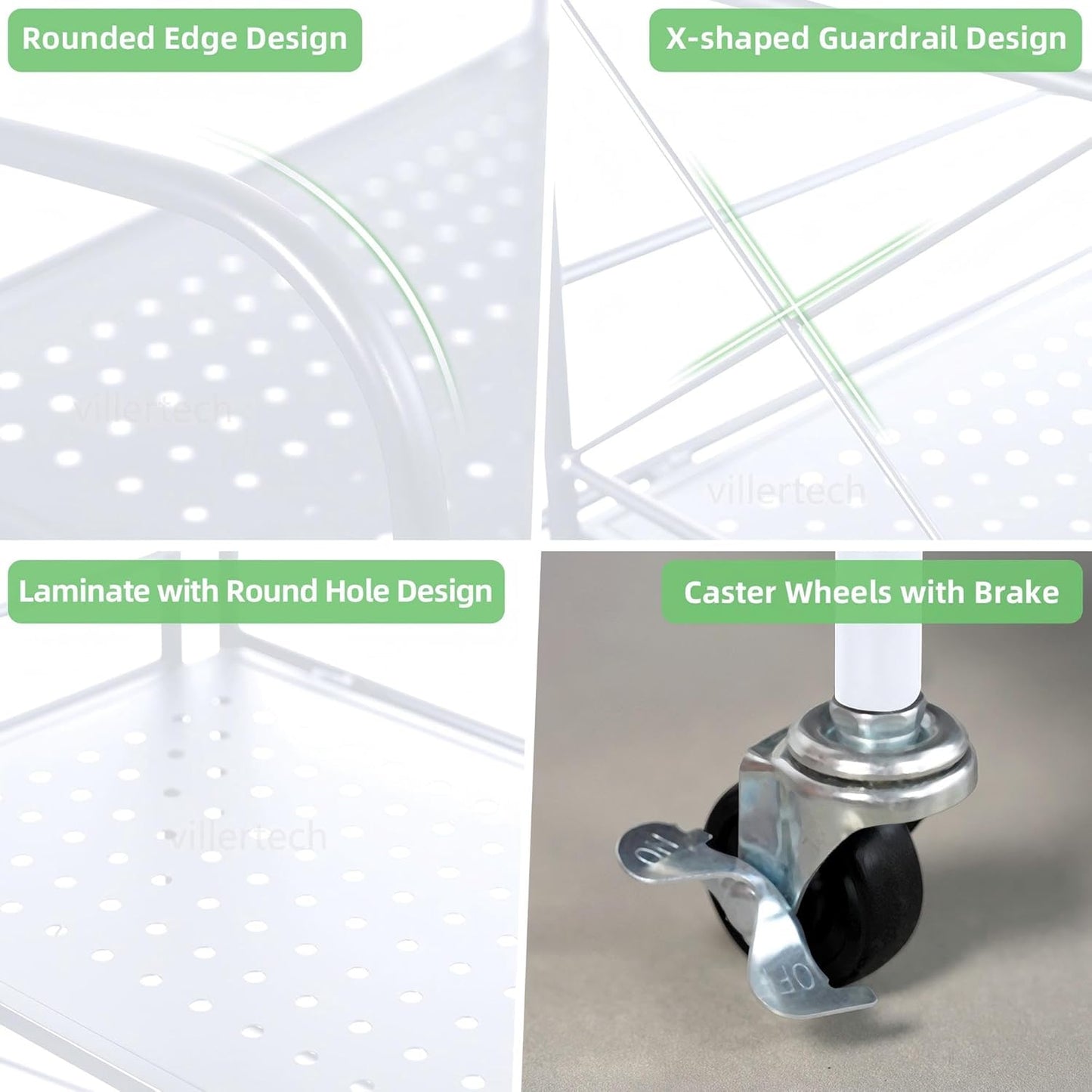 Foldable 5-Tier Metal Shelf with Wheels - Folding Bookshelf Unit for Living Room, Kitchen, Study 12.6" D x 23.6" W x 57.0" H, Glossy White