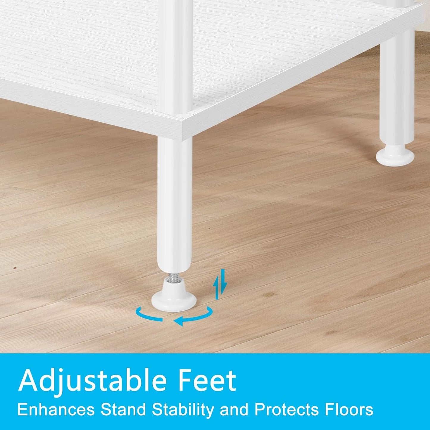 BTY White TV Stand for Bedroom 3 Tier Small Entertainment Center with Storage Industrial TV Media Console Table for 50 Inch TVs, Living Room, Small Space