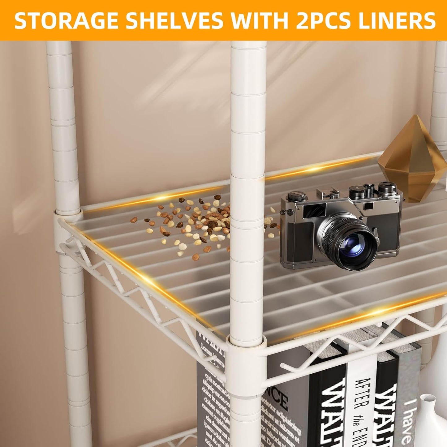 SINGAYE 4 Small Shelves Storage Shelf Wire Shelving Unit Metal Shelf Adjustable Organizers Storage Shelving with Wheels for Bathroom Laundry Room Kitchen Pantry