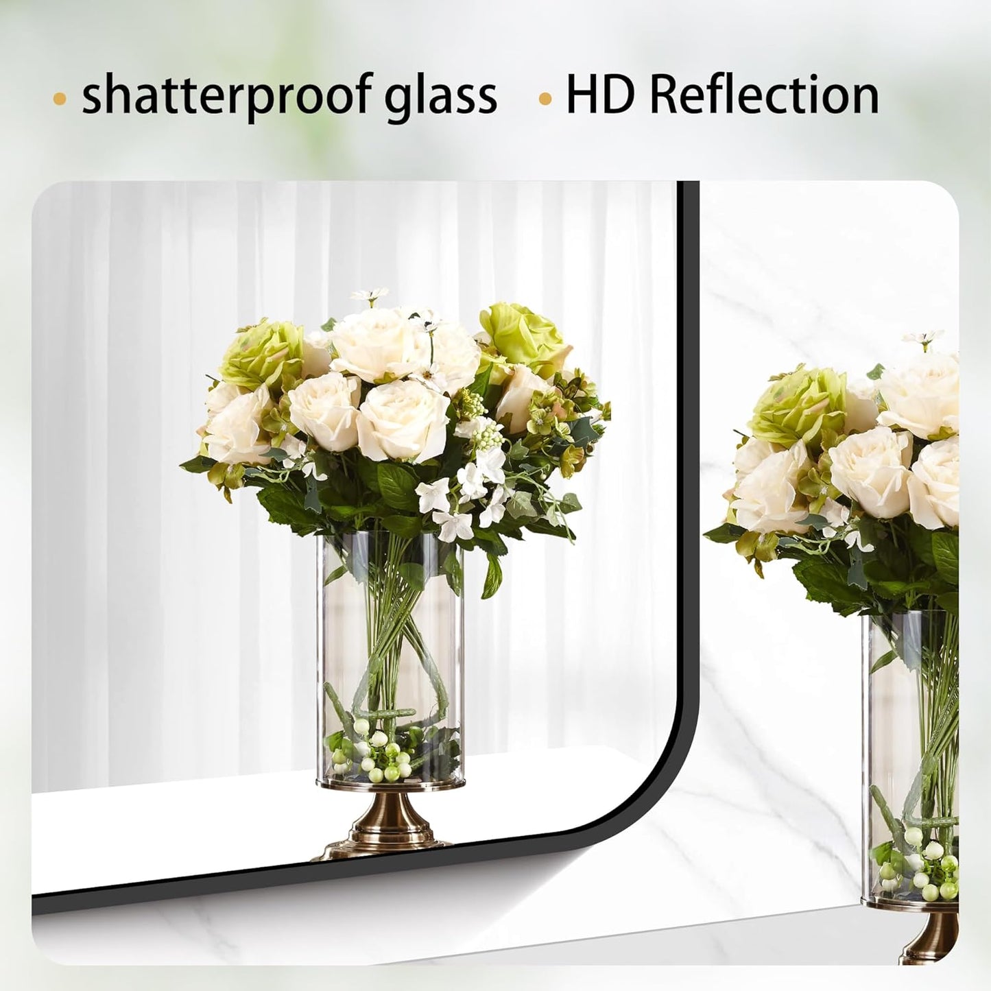 30" x 36"Bathroom Mirror, Matte Black Wall Mirror with Metal Frame, Decorative Rectangular Vanity Mirror for Bedroom Bathroom Living Room Entryway (Horizontal/Vertical)