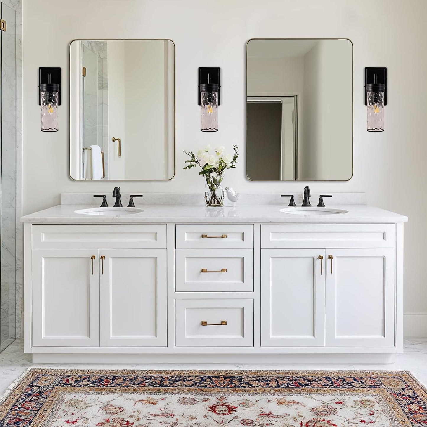 ANDY STAR Wall Mirror for Bathroom, Mirror for Wall with Black Metal Frame 22" X 30", Decorative Wall Mirrors for Living Room,Bedroom, Glass Panel Rounded Corner Hangs Horizontal Or Vertical