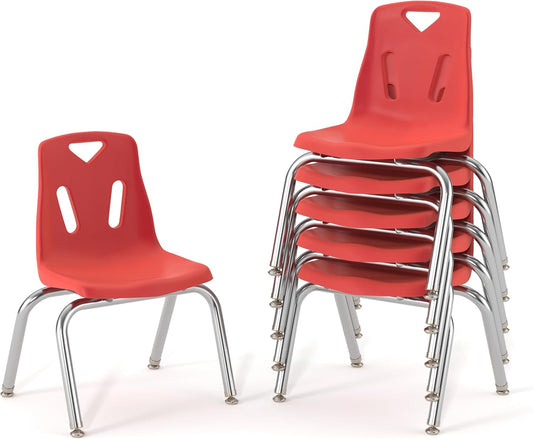 Berries Jonti-Craft 8144JC6008 Stacking Chairs with Chrome-Plated Legs, 14" Height, Red, Pack of 6