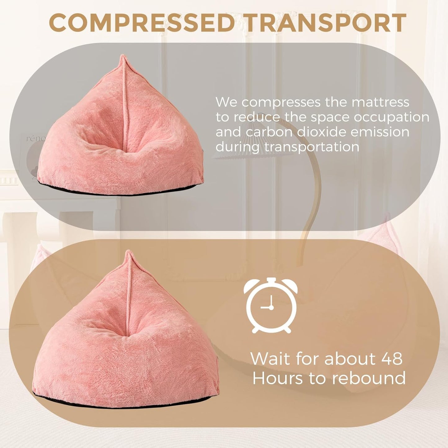 BYBYME Bean Bag Chairs Sherpa Lazy Sofa, Giant Beanbag Chairs for Adults, Teenagers with Stuffed High Density Foam Filling, Comfy Chair for Living Room, Bedroom