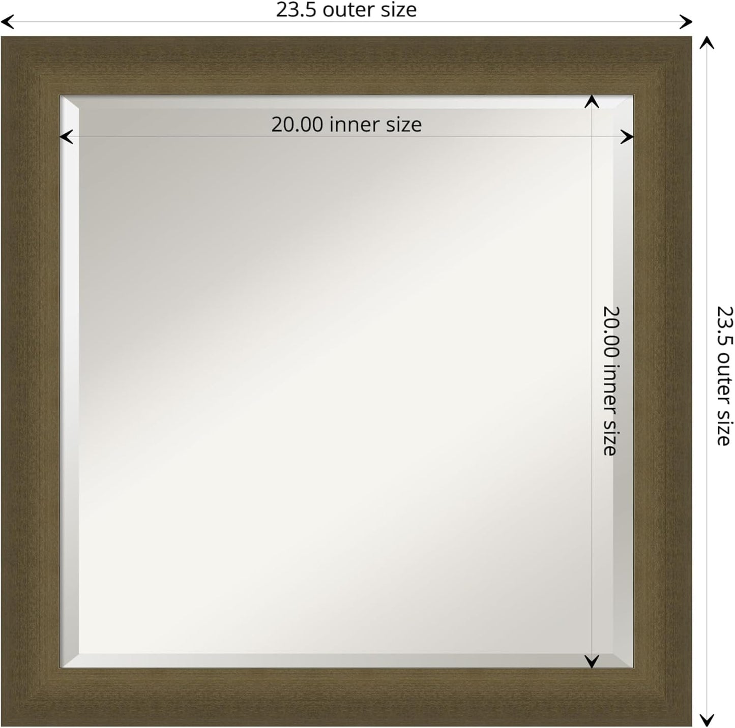 Amanti Art Bronze Bathroom Mirror for Over Sink, 24x24 Blaine Light Bronze Narrow Square Vanity Mirror, Medium Modern Contemporary Frame, Hangs Horizonally and Vertically, Bathroom Wall Decor, Beveled