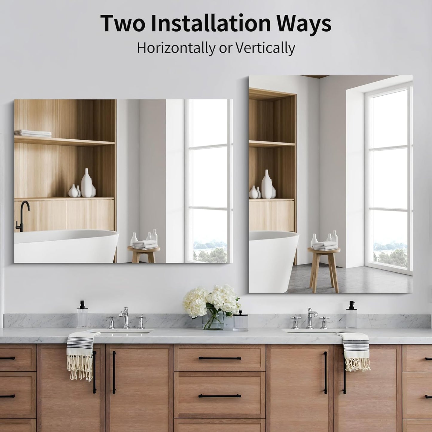 KOCUUY Frameless Mirror, 30"x40" Bathroom Mirror for Over Sink, Unframed Vanity Mirror, Large Rectangle Mirror for Wall, Upgraded Shatterproof, Wall Mirror for Bathroom, Bedroom, Living Room, Entryway