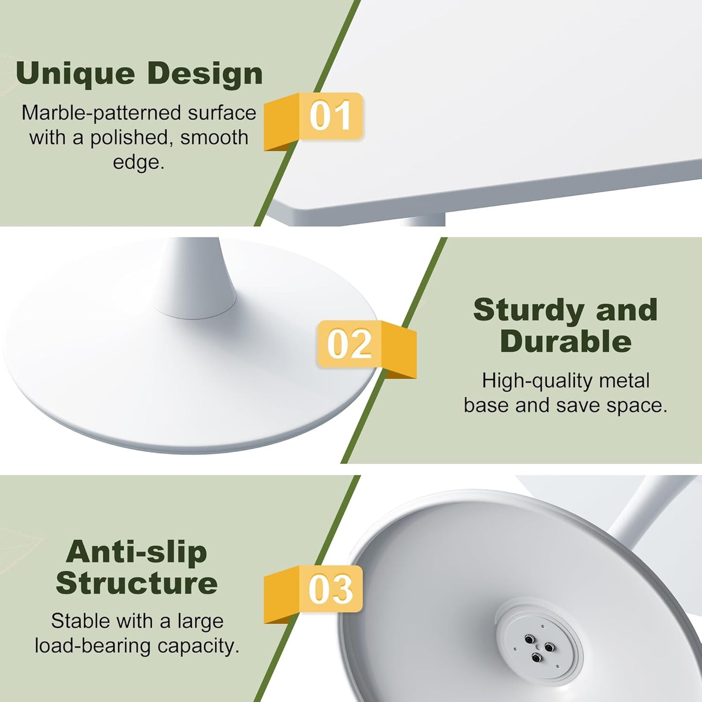 Dining Table for 2-4, 31.5" Kitchen Table Space Saving, Modern Tables for Dining Room, Living Room, Coffee Bar, White