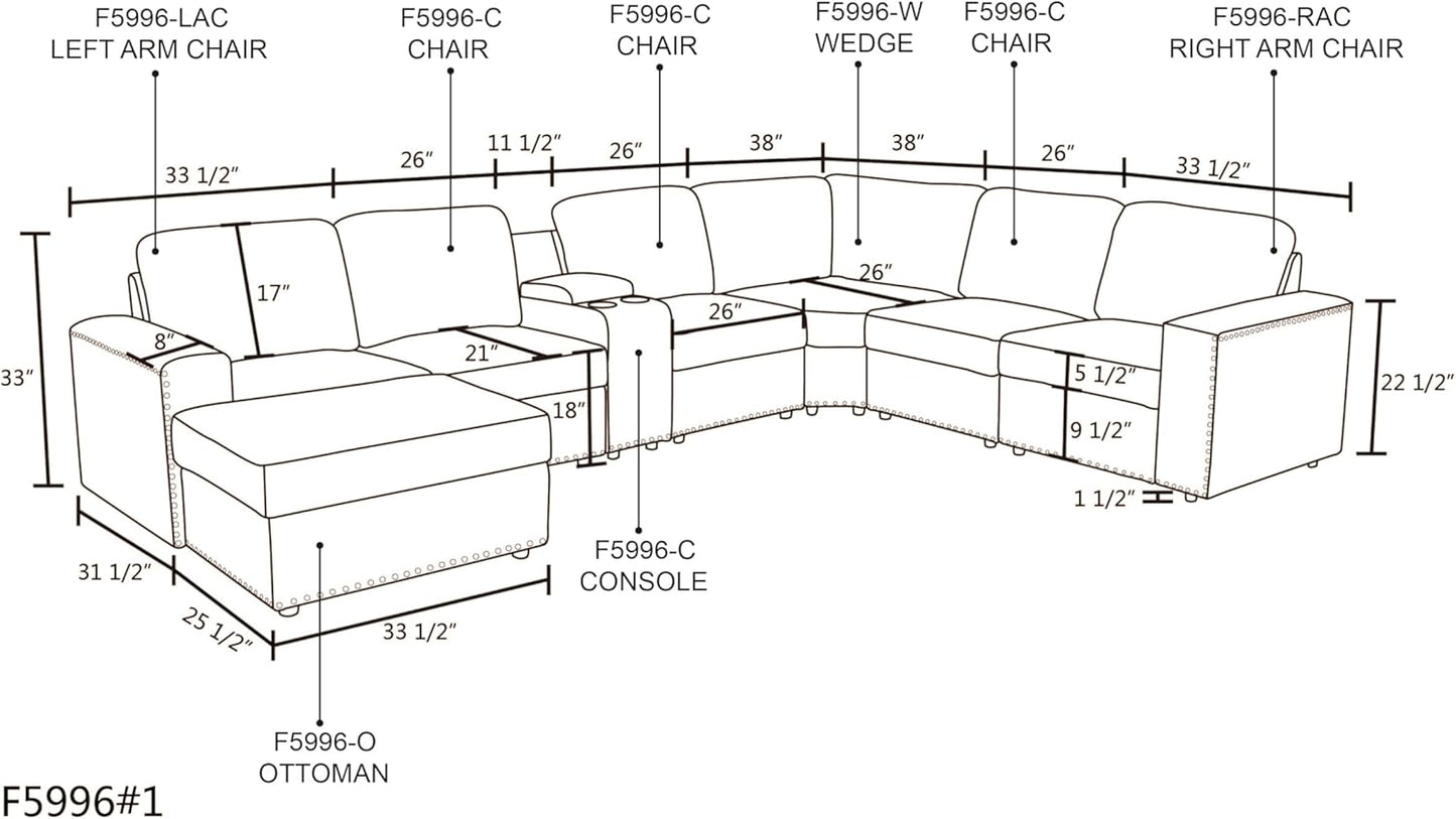 Modular Sectional Sofa Living Room Ottoman, U-Shaped Modern Couches for Living Room, Bedroom, Office