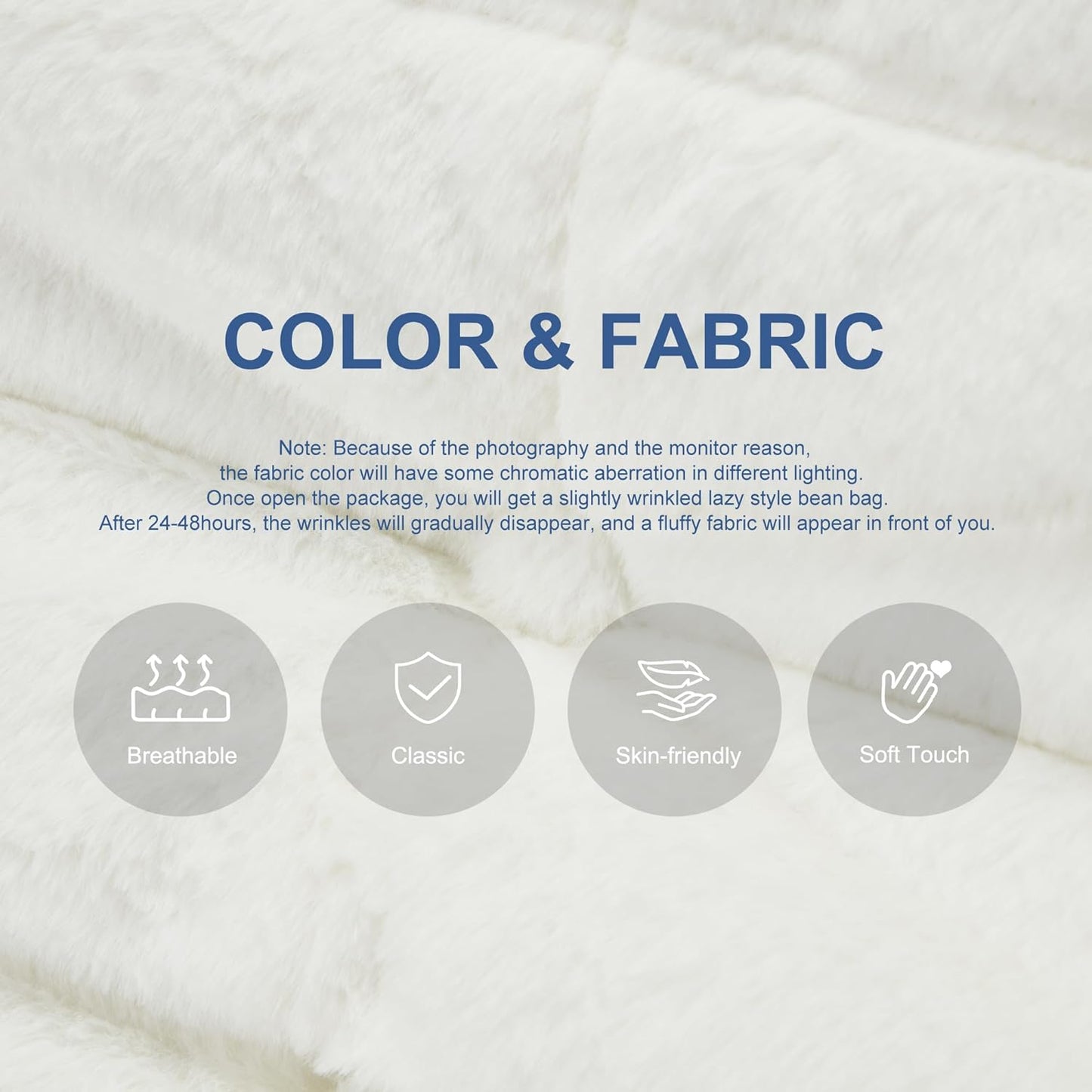 Bean Bag Chairs for Adults Giant Bean Bag Chair Memory Foam BeanBag Chair Big Bean Bag Sofa with Filler Faux Fur Fireside Beanbags Lazy Sofa for Living Room Bedroom Dorm Office (White Plush)