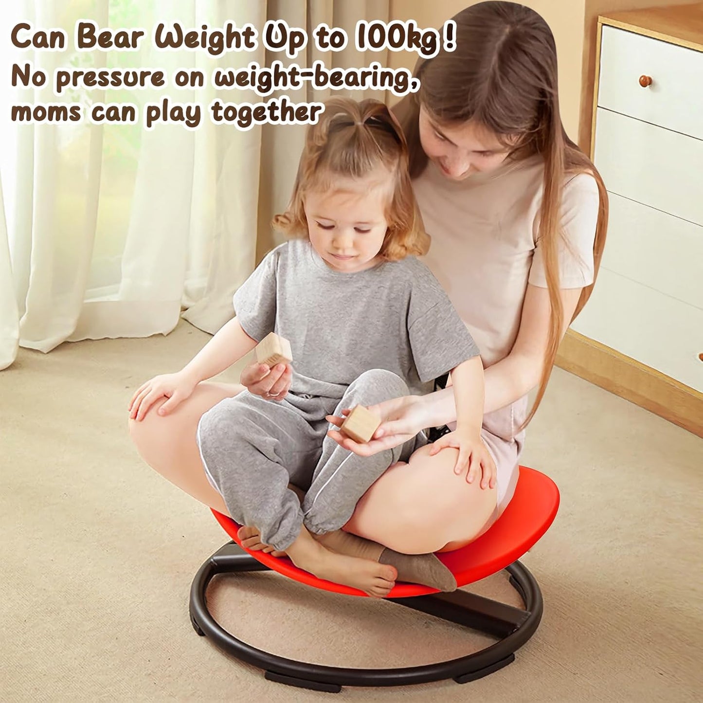 Kids Sensory Spinning Chair for Autism Ages 3+, Sit and Spin Swivel Chair for Kids with ADHD, Sensory Chairs for Autistic Children, Sensory Toys for Motion Sickness Relief, Balance Training (Red)