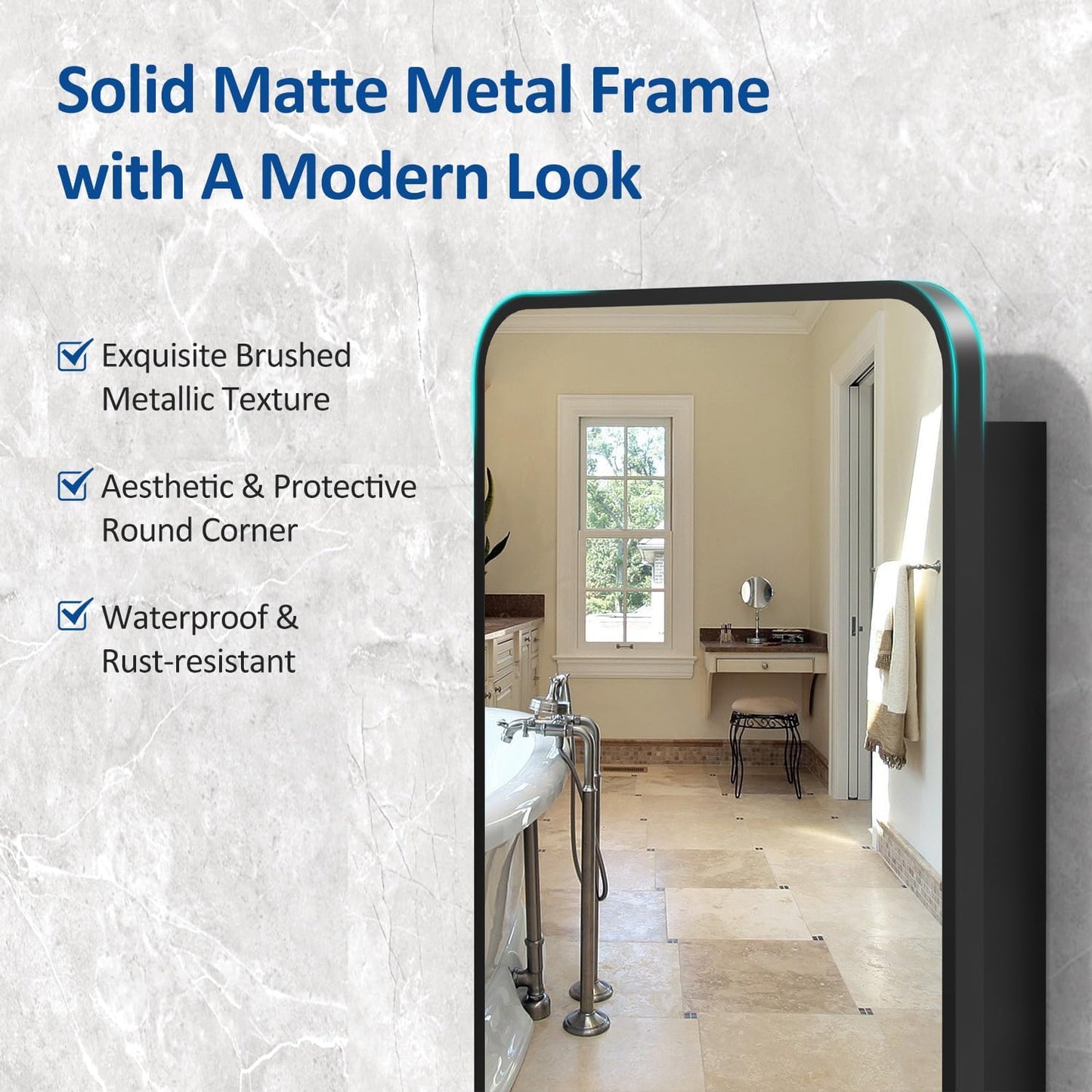 20x28 Inch Black Recessed Bathroom Medicine Cabinet with Mirror Metal Framed Farmhouse Surface Wall Mounted Mirrored Bathroom Medicine Cabinets