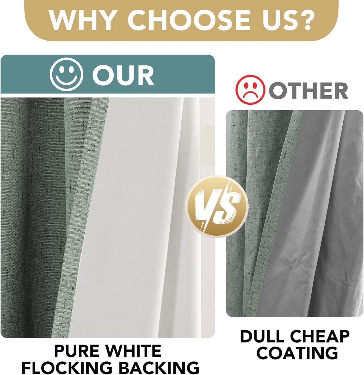 H.VERSAILTEX 100% Blackout Curtains for Bedroom Thermal Insulated Linen Textured Curtains Heat and Full Light Blocking Drapes Living Room Curtains 2 Panel Sets, 52x96 - Inch, Green Bay