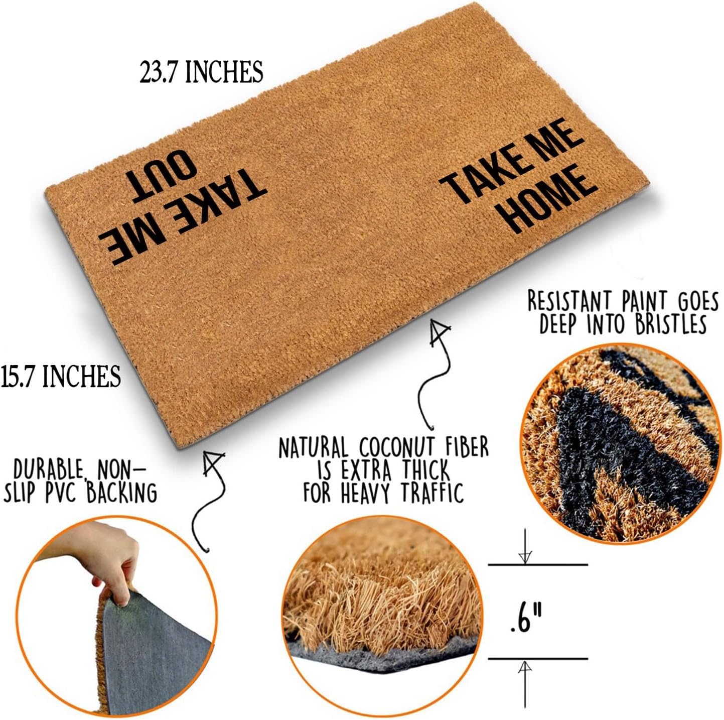 Funny Coir Doormat Take Me Home Take Me Out Front Door Mat Entryway Outdoor Mat with Heavy Duty Front Porch Decor Patio Welcome Mats Entry Natural Coconut Brown Novelty Gift Mat 23.7 x 15.7 inch