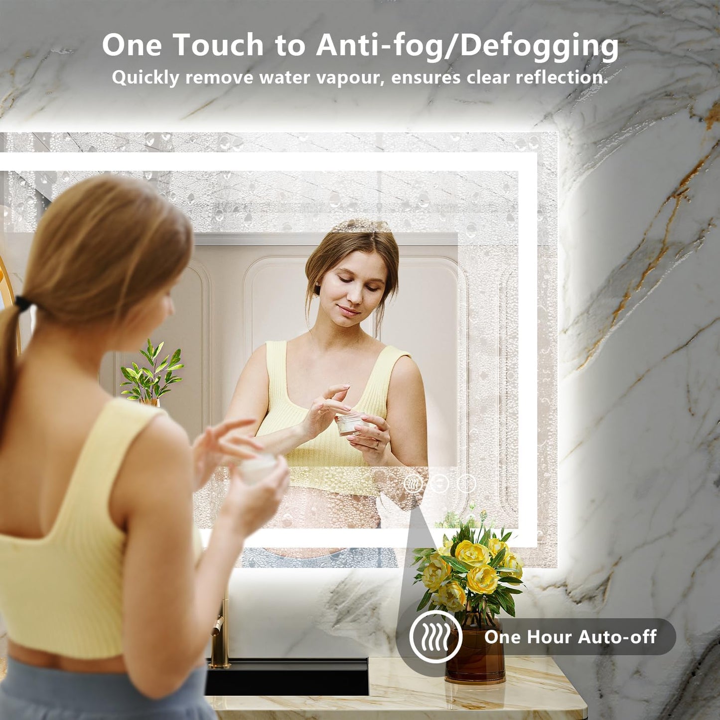 51x40 Inch LED Bathroom Mirror with Lights Front and Backlit Lighted Vanity Mirror for Bathroom Wall with 3 Colors Dimmable Anti-Fog Memory Shatter-Proof IP54 Waterproof Horizontal/Vertical