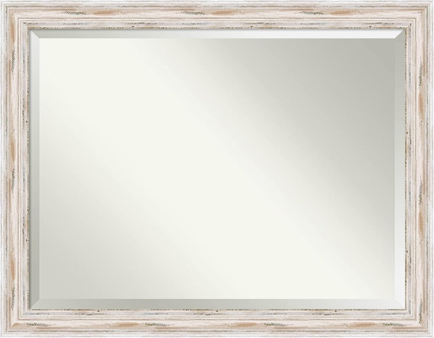 Amanti Art White Bathroom Mirror for Over Sink, 35x45 Alexandria White Wash Rectangle Vanity Mirror, X-Large Coastal Wood Frame, Hangs Horizonally and Vertically, Bathroom Wall Decor, Beveled Edge