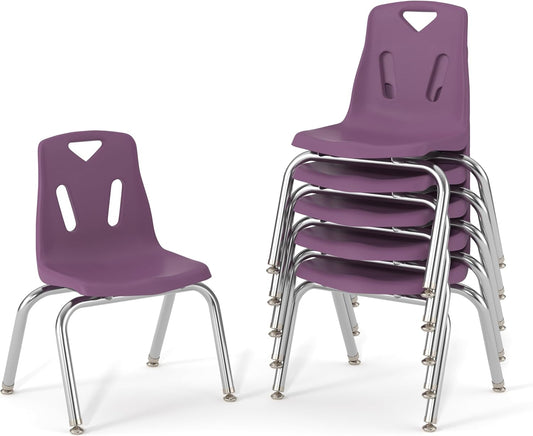 Berries Jonti-Craft 8146JC6004 Stacking Chairs with Chrome-Plated Legs, 16" Height, Purple, Pack of 6