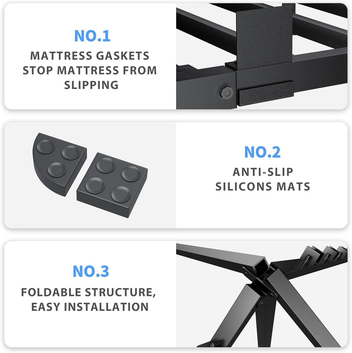 7 Inch King Size Bed Frame, 3500Lbs Heavy Duty Metal Platform with Round Corner Legs Mattress Slide Stopper, Steel Slat Support No Box Spring Needed, Noise Free, Non-Slip, Easy Assembly