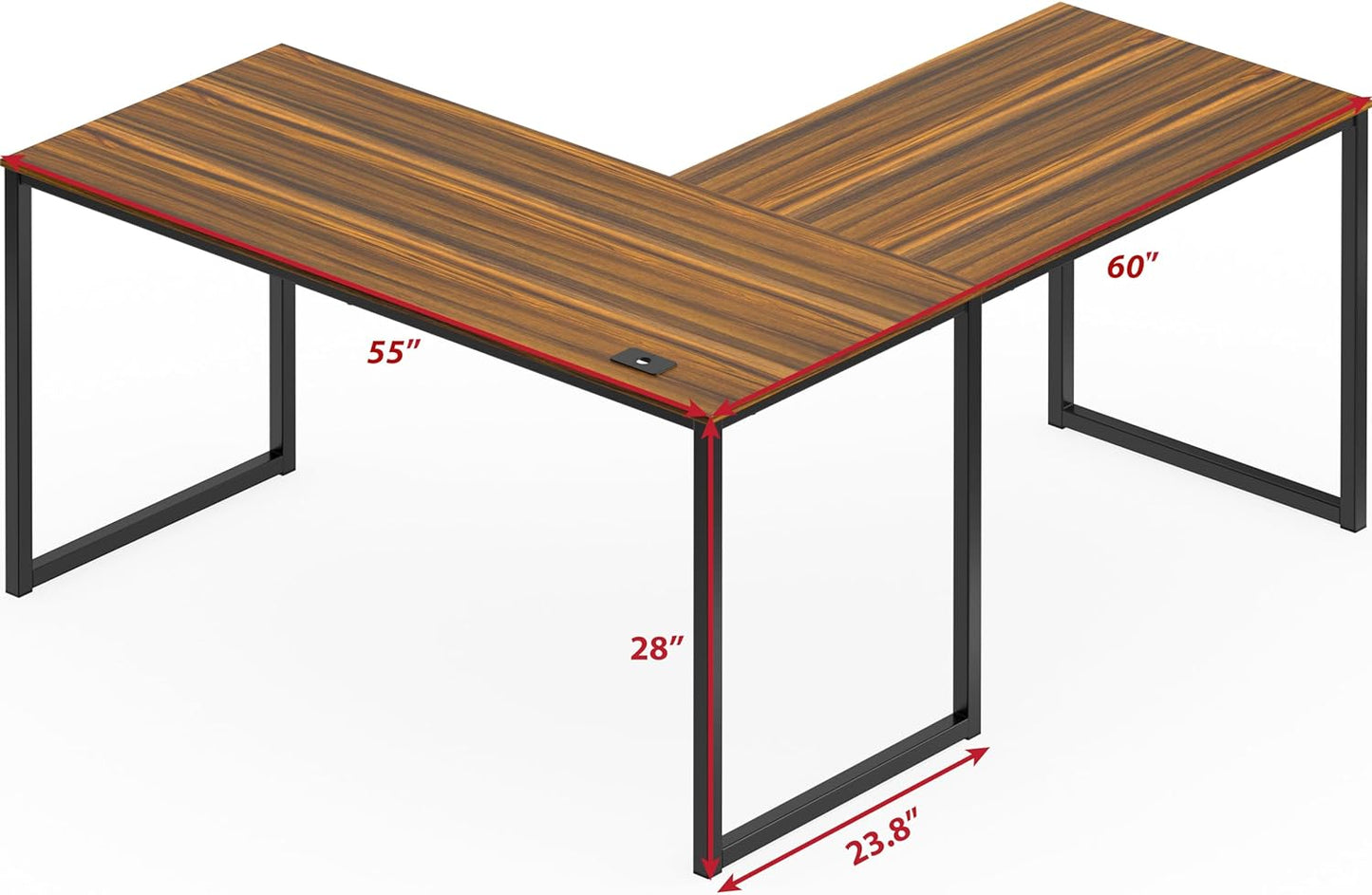 SHW Mission 55 x 60 Inches L-Shape Home Office Computer Desk, Walnut