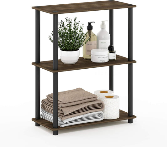 Furinno Turn-N-Tube 3-Tier Compact Multipurpose Shelf Display Rack, Columbia Walnut/Black