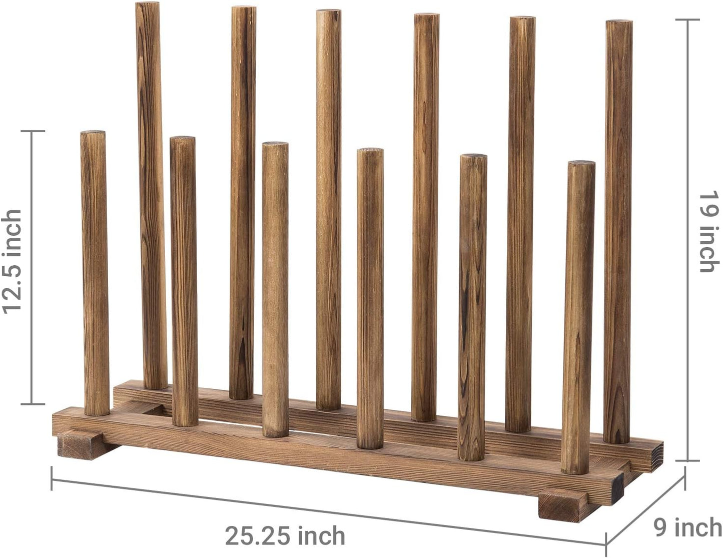 MyGift Rustic Burnt Brown Solid Wood Floor Standing Boot Holder Rack, Wooden Entryway Shoe Storage Organizer Stand Holds 6 Pairs of Tall and Short Boots