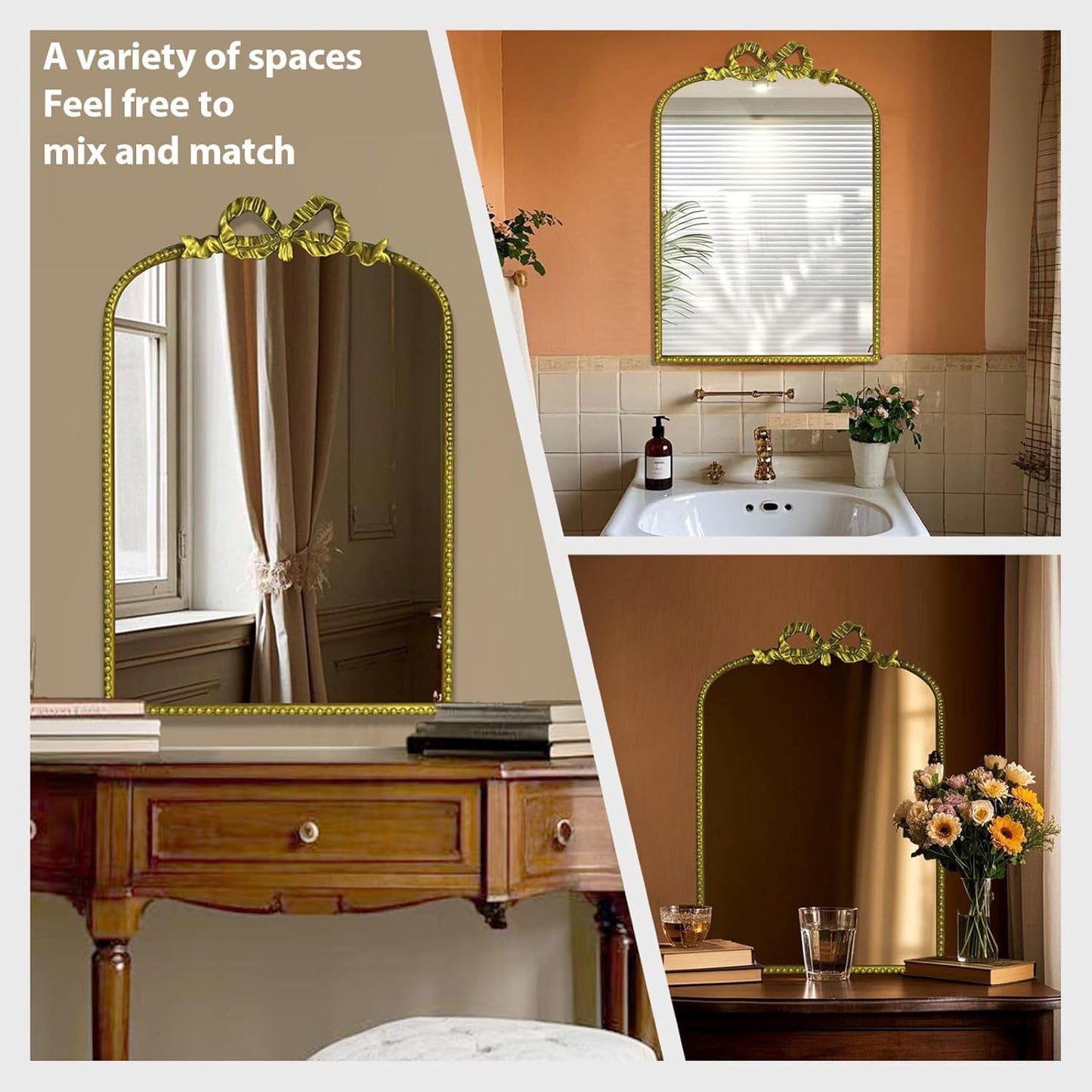 Baroque Decorative Mirror, European-Style Retro Gold Style Baroque Wall Hanging European-Style Makeup Mirror, Bathroom Mirror, Palace,Can be Used for Decoration