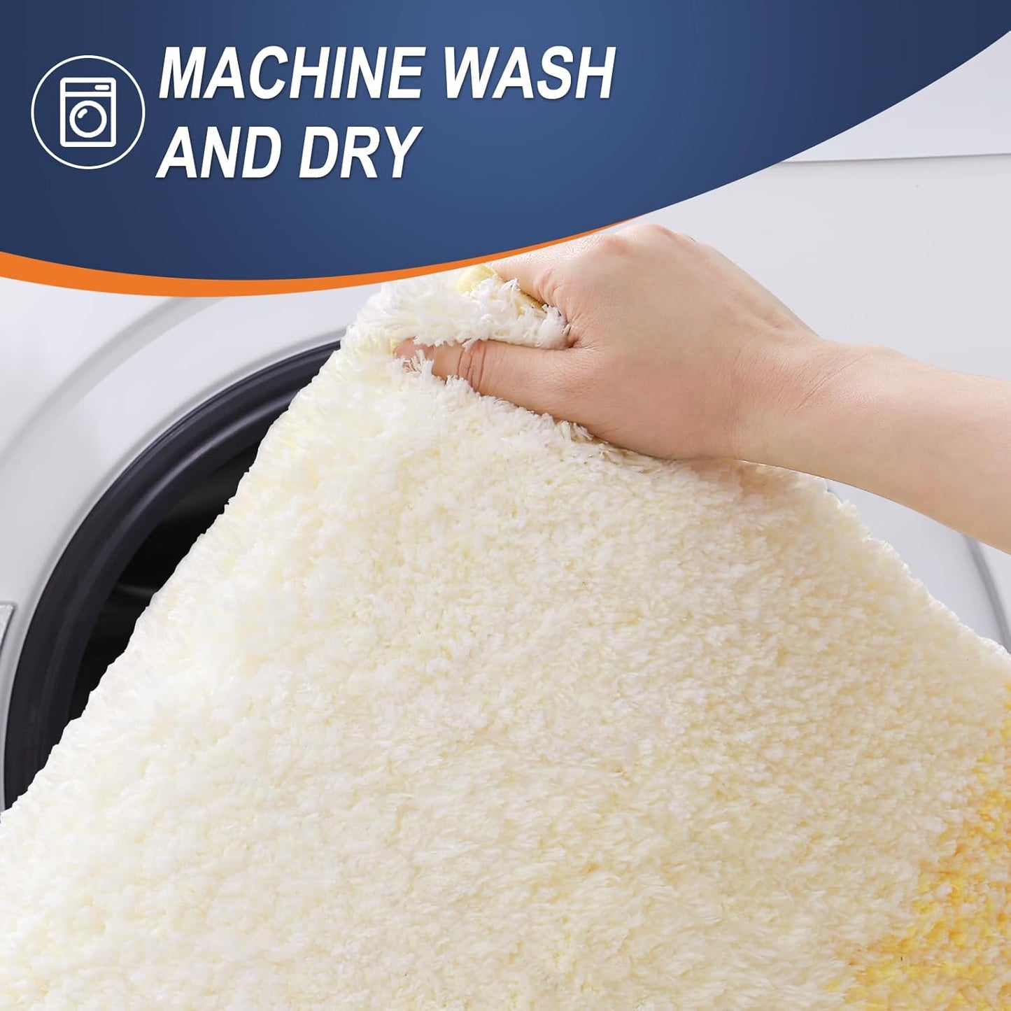 OLANLY Bathroom Rug Mat 24x16, Extra Soft and Absorbent Microfiber Bath Rugs, Non-Slip Plush Shaggy Bath Carpet, Machine Wash Dry, Bath Mats for Bathroom Floor, Tub and Shower, Yellow