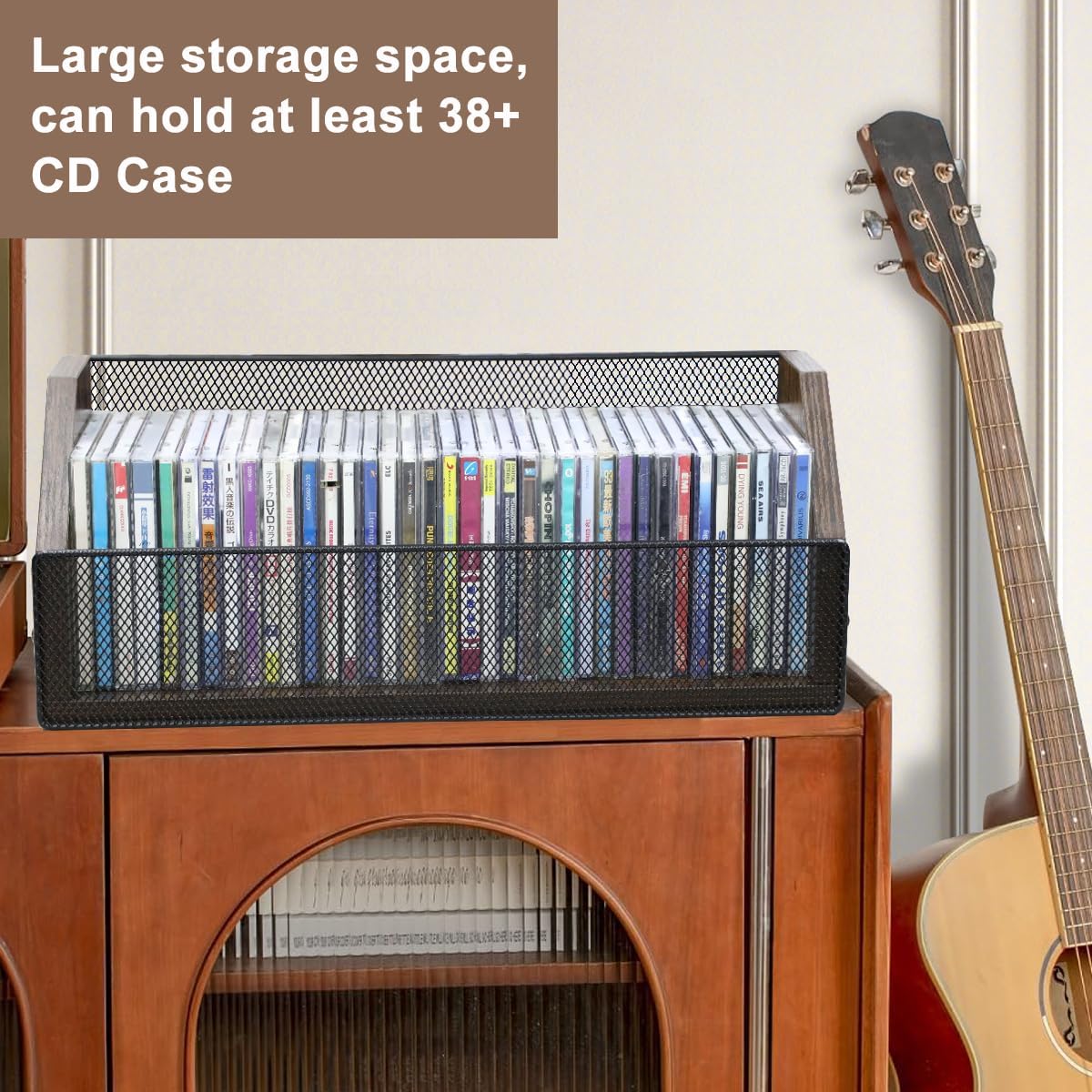 CD Storage Rack - CD Storage Case Holds 38 Full Case CDs, 76 Slim Case CDs, Desktop or Closet CD Stand, CD Display for Blu-Ray | Video Game Cases | Papers | Cards