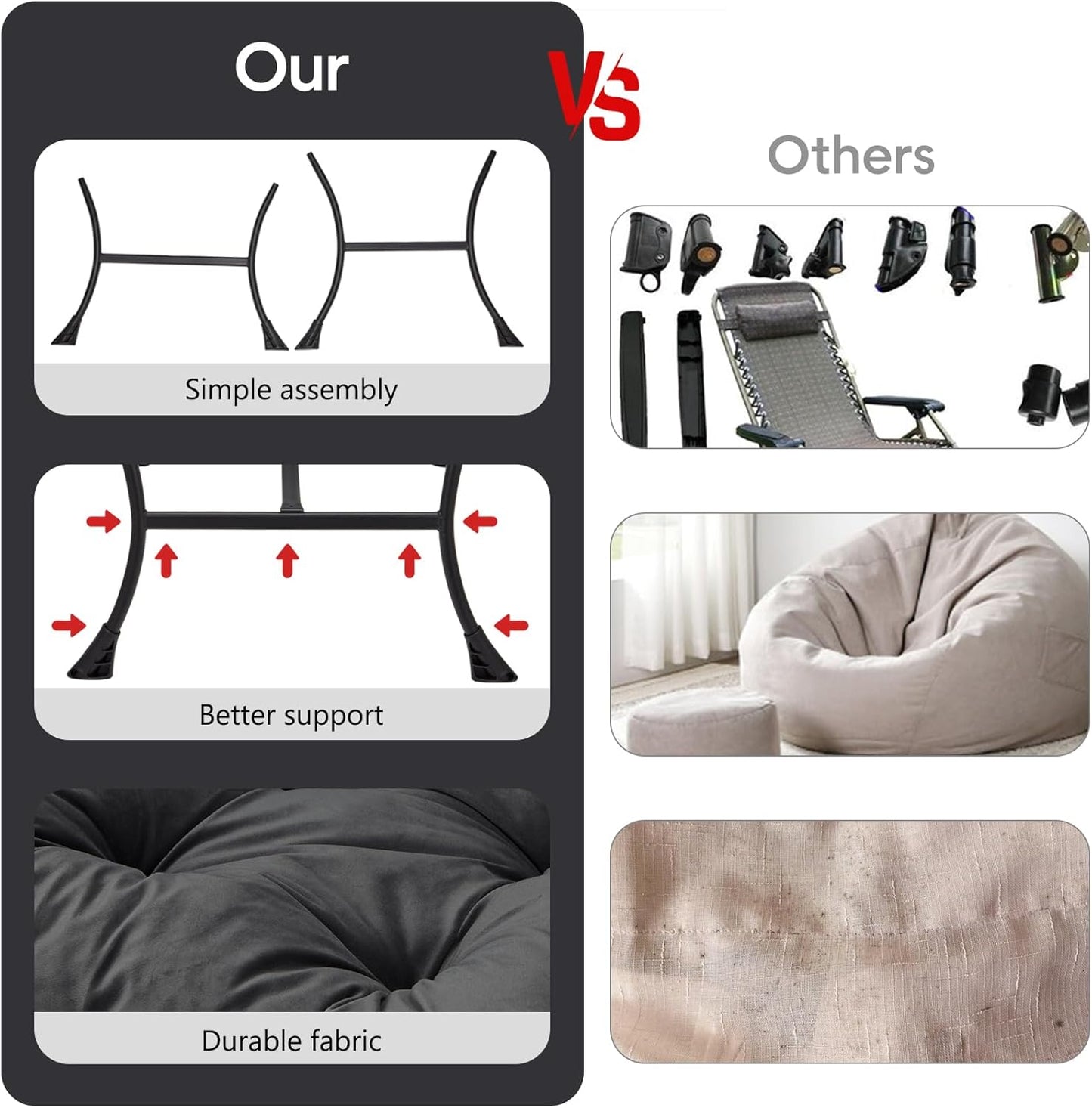 Lazy Chair with Folding Ottoman Modern Large Accent Chair,Contemporary Lounge Leisure Sofa Chair with Armrests Upholstered Sofa Armchair Reading Chair for Bedroom,Dorm & Office (Dark Grey-f)