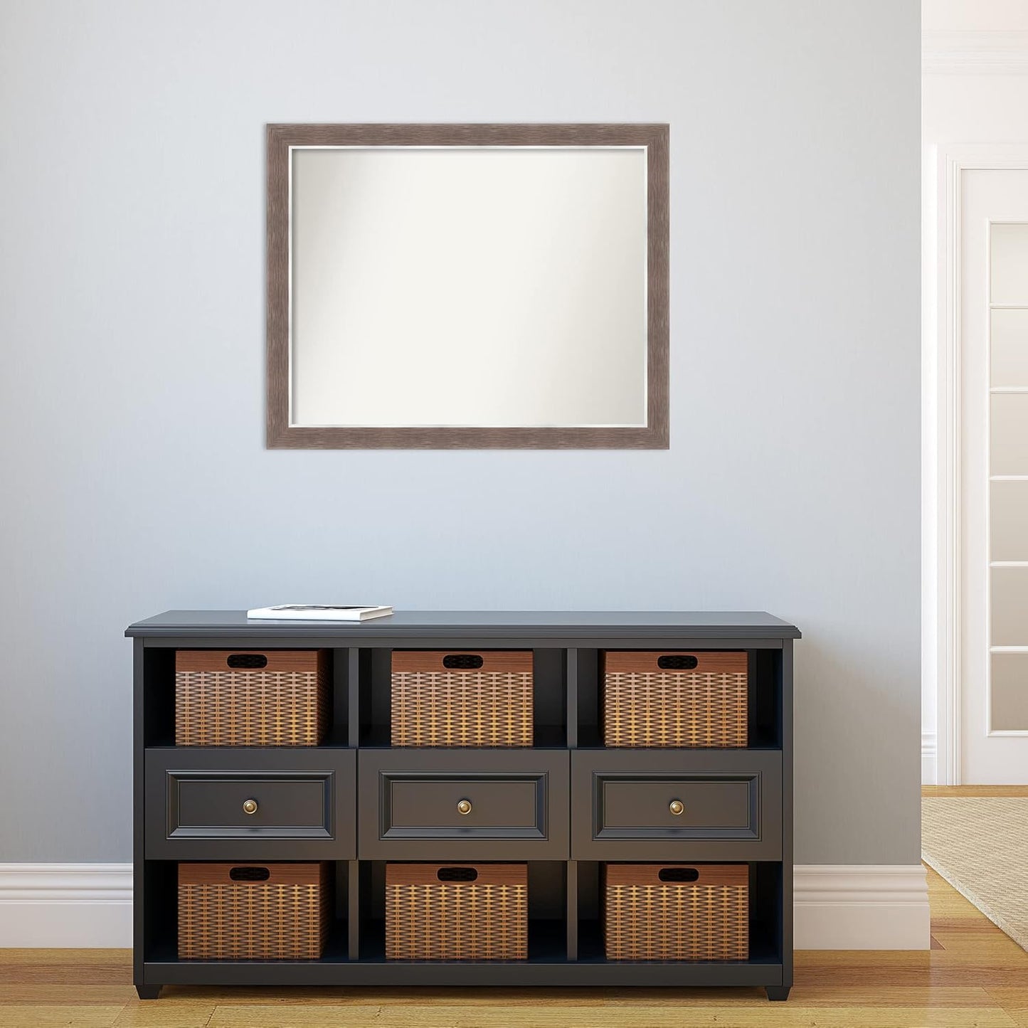 Amanti Art Brown Bathroom Mirror for Over Sink, 26x32 Noble Mocha Rectangle Vanity Mirror, Large Casual Frame, Hangs Horizonally and Vertically, Bathroom Wall Decor, Non-Beveled Edge from WI, USA