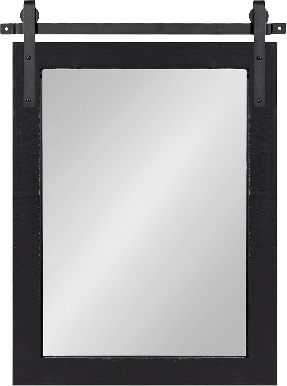 Kate and Laurel Cates Farmhouse Wood Framed Wall Mirror, 18 x 26, Black, Barn Door-Inspired Rustic Mirrors for Wall
