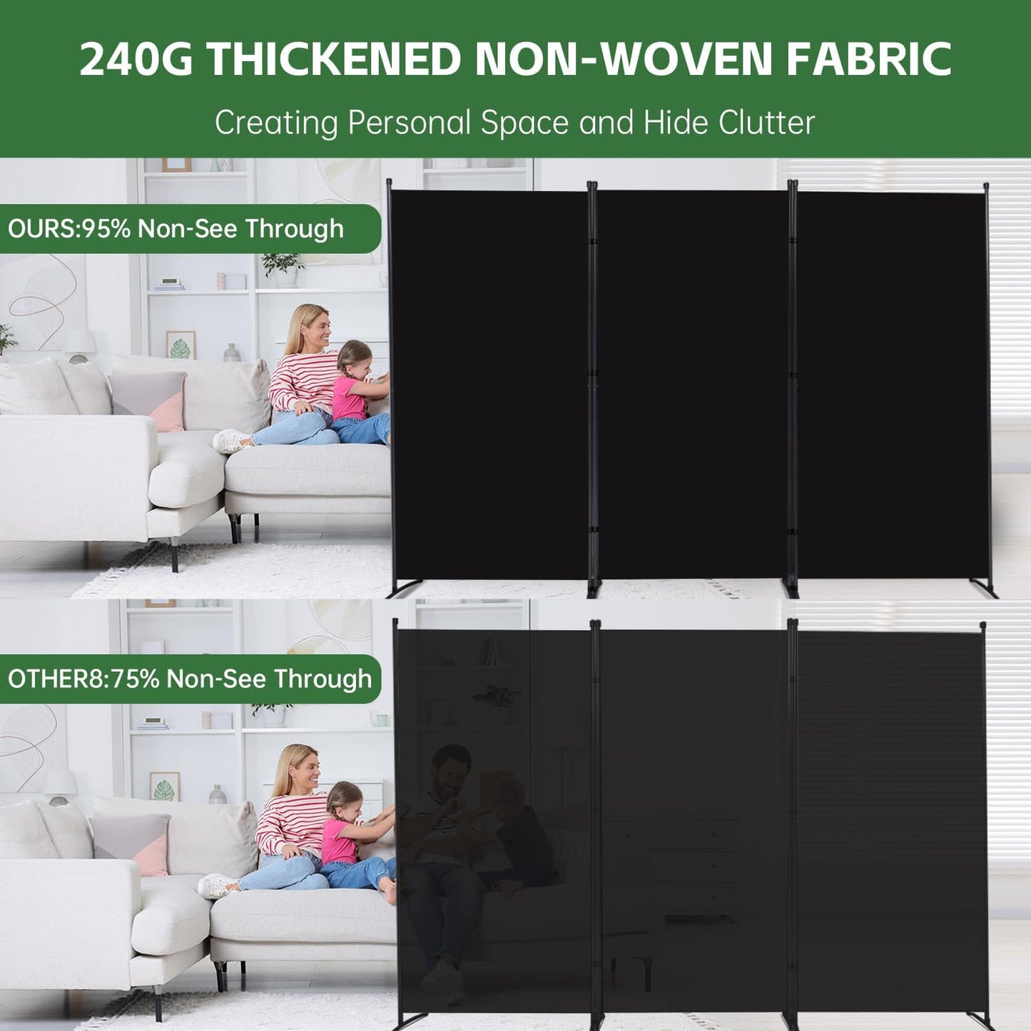 Room Divider Folding Privacy Screens, Portable Room Divider Panel 3 Panel Partition Room Dividers Screen Freestanding Room Partitions and Dividers Fabric Dividers for Room Separation